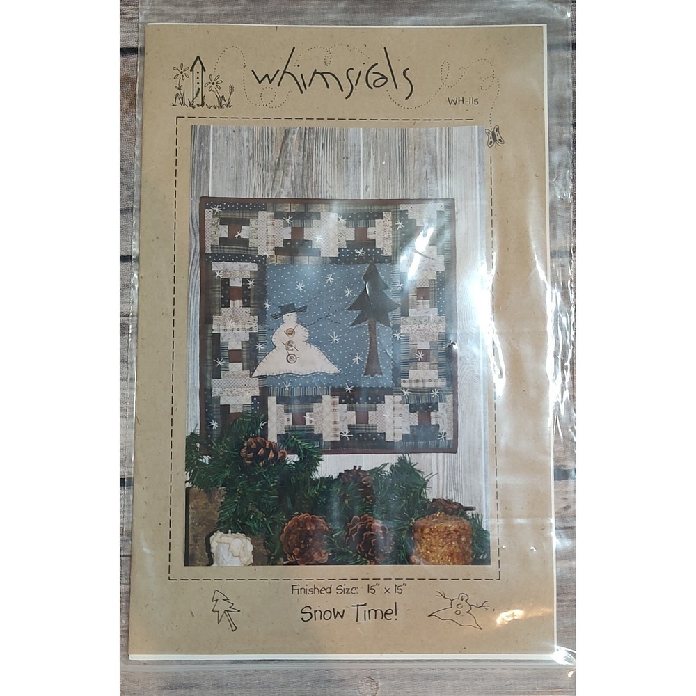 Snow Time! Wallhanging Quilt Pattern Whimsicals 15"x15" Snowman Pine Tree P94